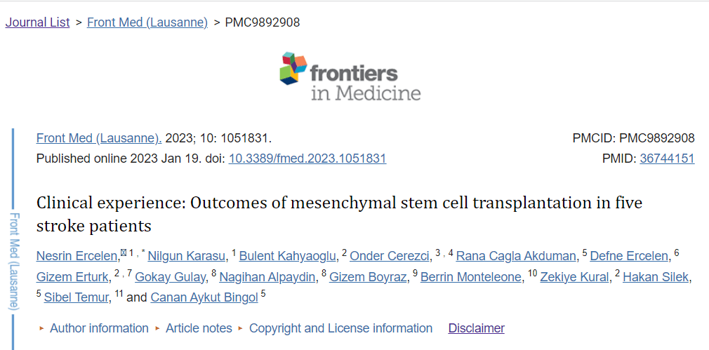醫學前沿:間充質干細胞移植治療五例腦卒中的臨床結果 醫學前沿:間充質干細胞移植治療五例腦卒中的臨床結果