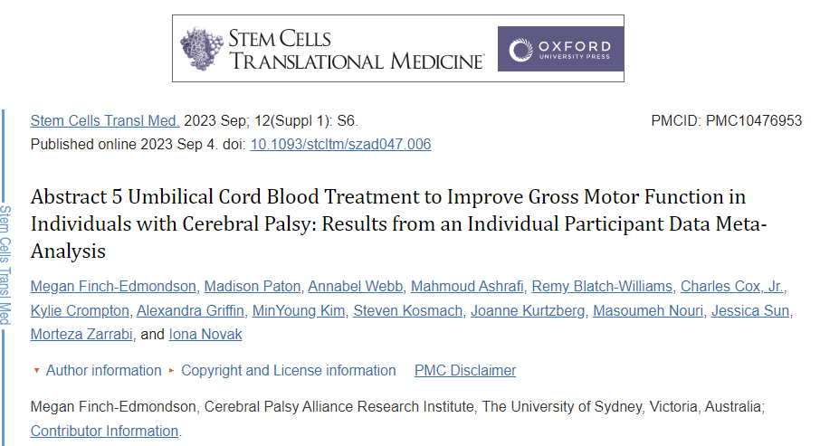 《干細胞轉(zhuǎn)換醫(yī)學》:臍帶血干細胞治療可改善腦癱患者的粗大運動功能《干細胞轉(zhuǎn)換醫(yī)學》:臍帶血干細胞治療可改善腦癱患者的粗大運動功能 《干細胞轉(zhuǎn)換醫(yī)學》:臍帶血干細胞治療可改善腦癱患者的粗大運動功能