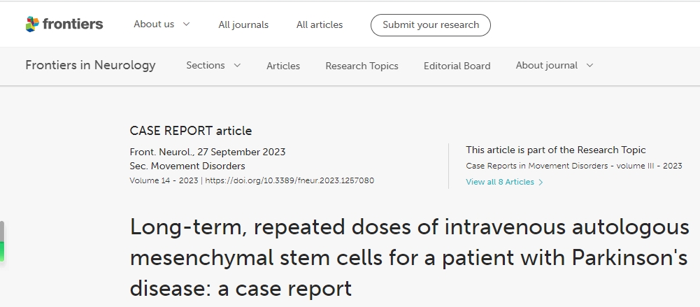 帕金森病患者長期、重復靜脈注射間充質干細胞的病例報告 帕金森病患者長期、重復靜脈注射間充質干細胞的病例報告