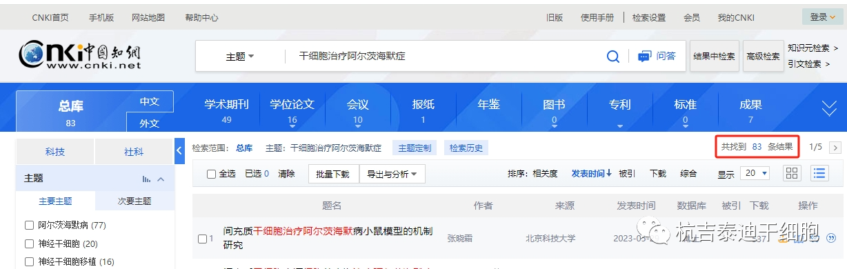 國內干細胞治療阿爾茨海默癥的研究進展 國內干細胞治療阿爾茨海默癥的研究進展