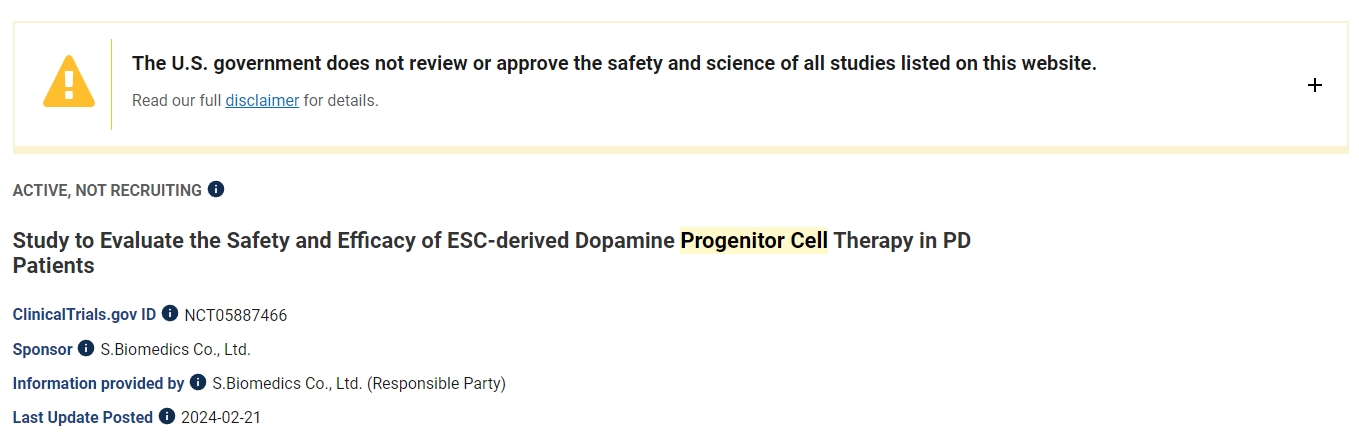 評(píng)估 ESC 衍生的多巴胺祖細(xì)胞療法對(duì) PDP 患者的安全性和有效性的研究 評(píng)估 ESC 衍生的多巴胺祖細(xì)胞療法對(duì) PDP 患者的安全性和有效性的研究