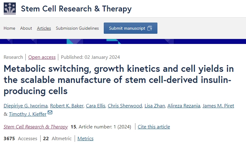 干細胞衍生的胰島素生產細胞的可擴展制造中的代謝轉換、生長動力學和細胞產量