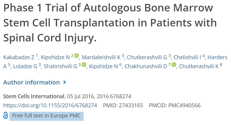 脊髓損傷患者自體骨髓干細(xì)胞移植的一期試驗(yàn) 脊髓損傷患者自體骨髓干細(xì)胞移植的一期試驗(yàn)