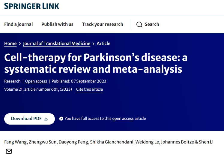 帕金森病的細胞療法:系統評價和薈萃分析 帕金森病的細胞療法:系統評價和薈萃分析