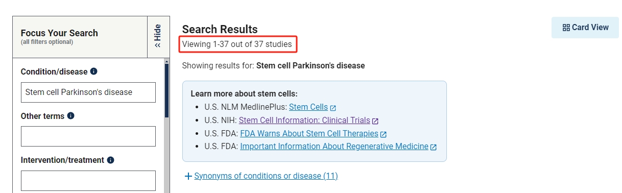 干細胞治療帕金森病的臨床研究項目有37項。 干細胞治療帕金森病的臨床研究項目有37項。
