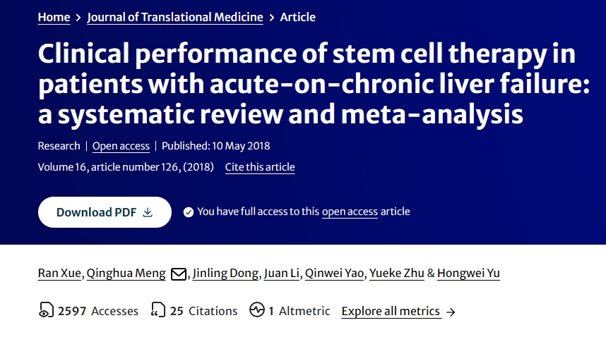 干細胞治療在慢加急性肝衰竭患者中的??臨床表現:系統評價與薈萃分析 干細胞治療在慢加急性肝衰竭患者中的??臨床表現:系統評價與薈萃分析