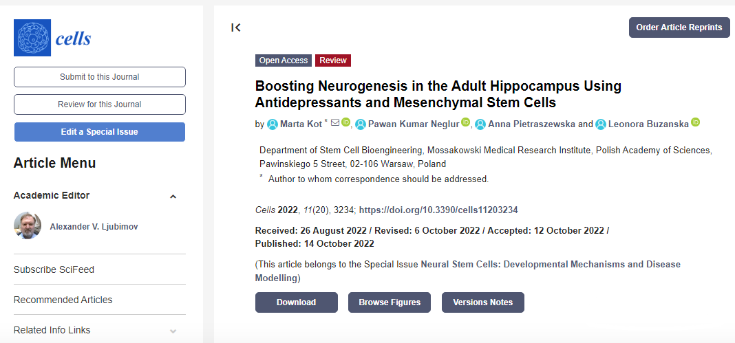 利用抗抑郁藥和間充質干細胞促進成年海馬的神經發生 利用抗抑郁藥和間充質干細胞促進成年海馬的神經發生
