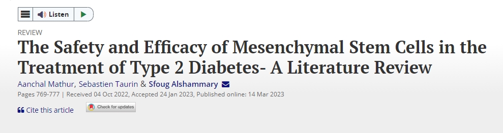 間充質(zhì)干細(xì)胞治療2型糖尿病的安全性和有效性 - 文獻(xiàn)綜述 間充質(zhì)干細(xì)胞治療2型糖尿病的安全性和有效性 - 文獻(xiàn)綜述