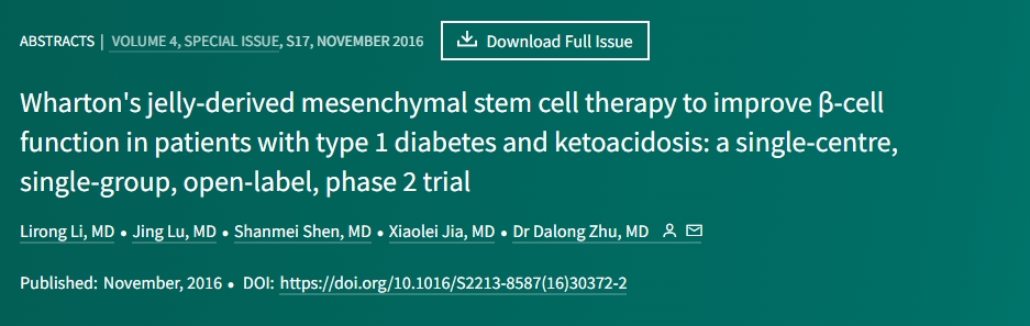 沃頓果凍衍生間充質(zhì)干細(xì)胞療法改善1型糖尿病和酮癥酸中毒患者的β細(xì)胞功能:一項(xiàng)單中心、單組、開(kāi)放標(biāo)簽、2期試驗(yàn) 沃頓果凍衍生間充質(zhì)干細(xì)胞療法改善1型糖尿病和酮癥酸中毒患者的β細(xì)胞功能:一項(xiàng)單中心、單組、開(kāi)放標(biāo)簽、2期試驗(yàn)