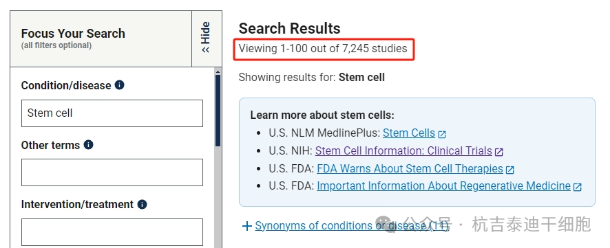 clinicaltrials.gov網(wǎng)站上注冊的有關(guān)干細(xì)胞的臨床試驗有7245項。 clinicaltrials.gov網(wǎng)站上注冊的有關(guān)干細(xì)胞的臨床試驗有7245項。