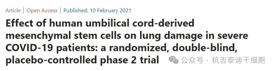 人臍帶間充質(zhì)干細(xì)胞對重癥COVID-19患者肺損傷的影響:一項隨機、雙盲、安慰劑對照的2期臨床試驗 人臍帶間充質(zhì)干細(xì)胞對重癥COVID-19患者肺損傷的影響:一項隨機、雙盲、安慰劑對照的2期臨床試驗