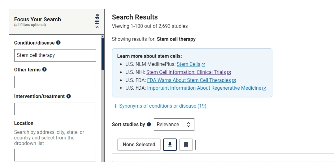 干細(xì)胞治療的臨床研究項(xiàng)目有2693項(xiàng) 干細(xì)胞治療的臨床研究項(xiàng)目有2693項(xiàng)