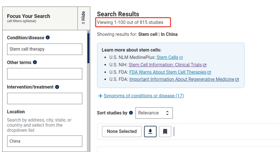 在中國進(jìn)行的干細(xì)胞臨床研究的項(xiàng)目有815項(xiàng) 在中國進(jìn)行的干細(xì)胞臨床研究的項(xiàng)目有815項(xiàng)