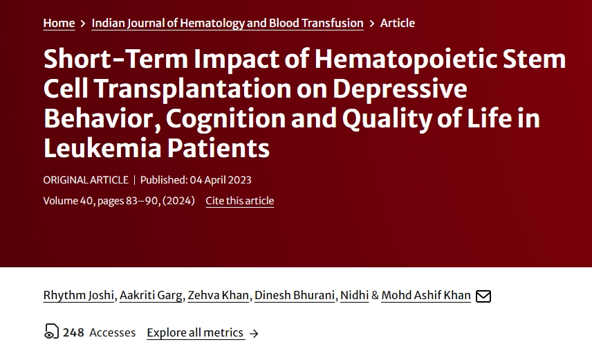 造血干細(xì)胞移植對(duì)白血病患者抑郁行為、認(rèn)知和生活質(zhì)量的短期影響 造血干細(xì)胞移植對(duì)白血病患者抑郁行為、認(rèn)知和生活質(zhì)量的短期影響