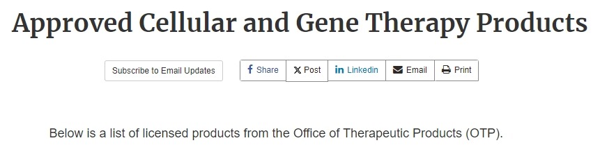 已獲批準的細胞和基因治療產品 已獲批準的細胞和基因治療產品
