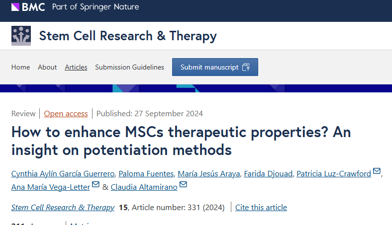 2024年9月27日,圣地亞哥洛斯安第斯大學在國際期刊《Stem Cell Research and Therapy》上發布了一篇《如何增強間充質干細胞的治療特性?深入了解增強方法》的研究結果。 2024年9月27日,圣地亞哥洛斯安第斯大學在國際期刊《Stem Cell Research and Therapy》上發布了一篇《如何增強間充質干細胞的治療特性?深入了解增強方法》的研究結果。