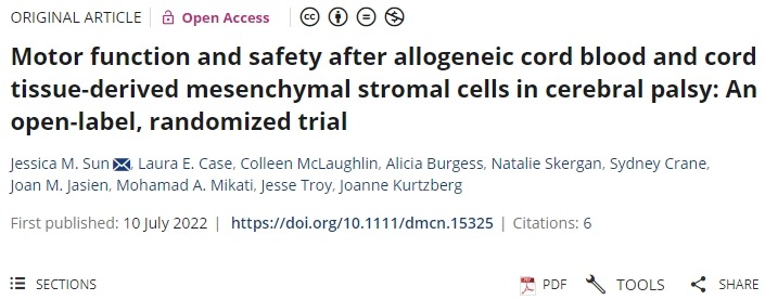 間充質干細胞治療腦癱后的運動功能和安全性:一項開放標簽、隨機試驗 間充質干細胞治療腦癱后的運動功能和安全性:一項開放標簽、隨機試驗