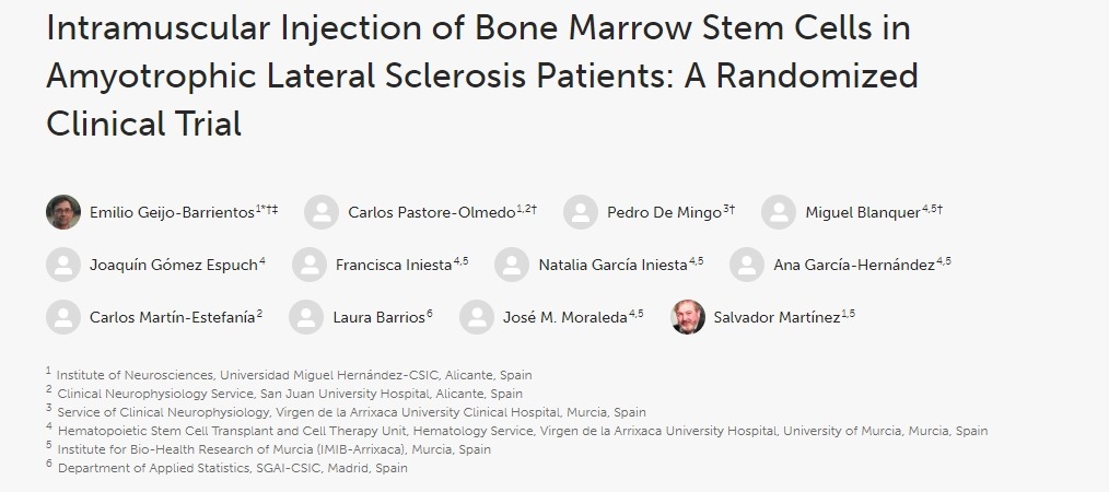 肌萎縮側索硬化癥患者肌肉注射骨髓干細胞:一項隨機臨床試驗 肌萎縮側索硬化癥患者肌肉注射骨髓干細胞:一項隨機臨床試驗