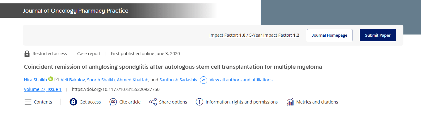 《自體干細胞移植治療多發(fā)性骨髓瘤后強直性脊柱炎同時緩解》 《自體干細胞移植治療多發(fā)性骨髓瘤后強直性脊柱炎同時緩解》