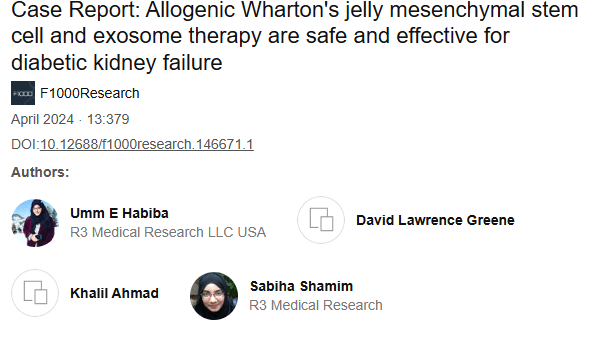 《病例報告:同種異體華通氏膠間充質(zhì)干細胞和外泌體療法對糖尿病腎衰竭安全有效》 《病例報告:同種異體華通氏膠間充質(zhì)干細胞和外泌體療法對糖尿病腎衰竭安全有效》