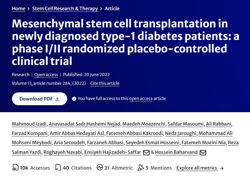 新診斷的 1 型糖尿病患者的間充質(zhì)干細(xì)胞移植:一項(xiàng) I/II 期隨機(jī)安慰劑對照臨床試驗(yàn) 新診斷的 1 型糖尿病患者的間充質(zhì)干細(xì)胞移植:一項(xiàng) I/II 期隨機(jī)安慰劑對照臨床試驗(yàn)
