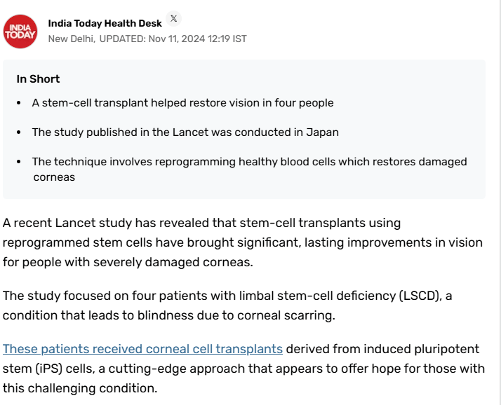 柳葉刀發(fā)布!全球首例干細(xì)胞治療幫助患者恢復(fù)視力,干細(xì)胞治療領(lǐng)域新突破! 柳葉刀發(fā)布!全球首例干細(xì)胞治療幫助患者恢復(fù)視力,干細(xì)胞治療領(lǐng)域新突破!