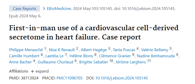 首次在人體中使用心血管細(xì)胞衍生的分泌蛋白治療心力衰竭—病例報(bào)告 首次在人體中使用心血管細(xì)胞衍生的分泌蛋白治療心力衰竭—病例報(bào)告