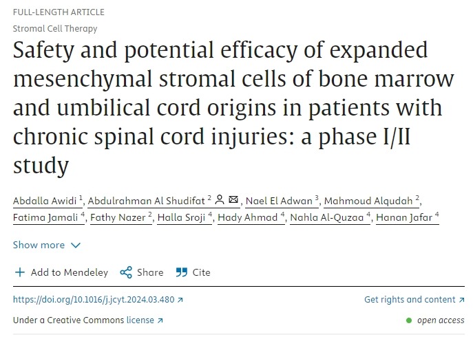 骨髓和臍帶來源的擴增間充質基質細胞對慢性脊髓損傷患者的安全性和潛在療效 骨髓和臍帶來源的擴增間充質基質細胞對慢性脊髓損傷患者的安全性和潛在療效