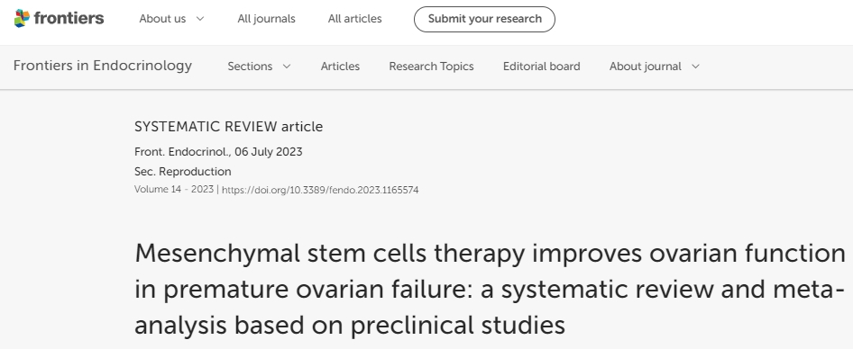 間充質干細胞療法改善卵巢早衰患者的卵巢功能:基于臨床前研究的系統綜述和薈萃分析 間充質干細胞療法改善卵巢早衰患者的卵巢功能:基于臨床前研究的系統綜述和薈萃分析