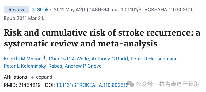 中風復發的風險和累積風險:系統回顧和薈萃分析 中風復發的風險和累積風險:系統回顧和薈萃分析