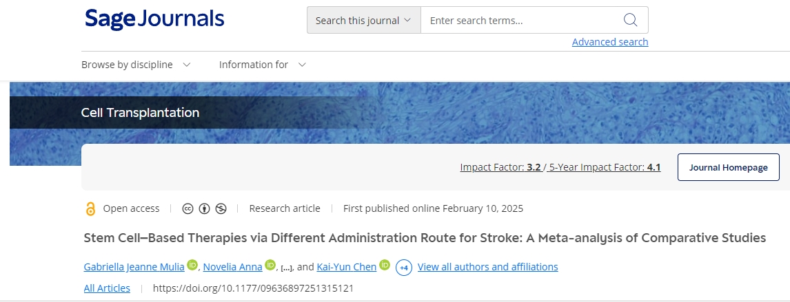通過不同給藥途徑治療中風的干細胞療法:比較研究的薈萃分析 通過不同給藥途徑治療中風的干細胞療法:比較研究的薈萃分析