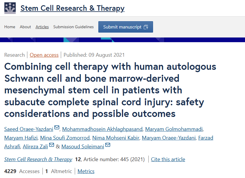 亞急性完全性脊髓損傷患者聯合使用人自體雪旺細胞和骨髓間充質干細胞進行細胞治療:安全性考慮和可能的結果 亞急性完全性脊髓損傷患者聯合使用人自體雪旺細胞和骨髓間充質干細胞進行細胞治療:安全性考慮和可能的結果