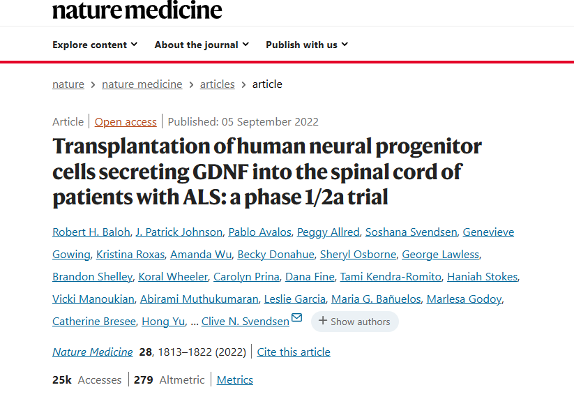 將分泌GDNF的人類神經祖細胞移植到ALS患者的脊髓中:一項1/2a期臨床試驗 將分泌GDNF的人類神經祖細胞移植到ALS患者的脊髓中:一項1/2a期臨床試驗