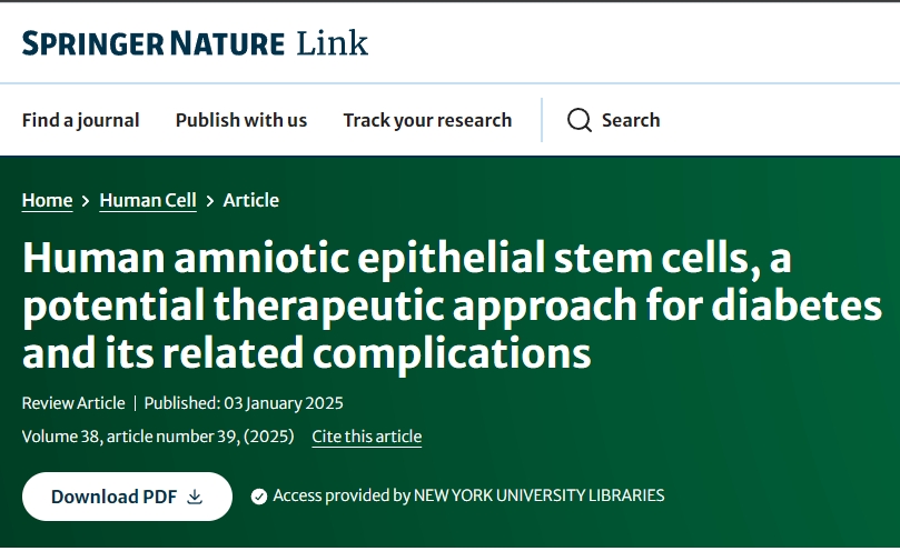 人羊膜上皮干細胞(hAESCs):糖尿病及其并發癥的潛在治療策略 人羊膜上皮干細胞(hAESCs):糖尿病及其并發癥的潛在治療策略