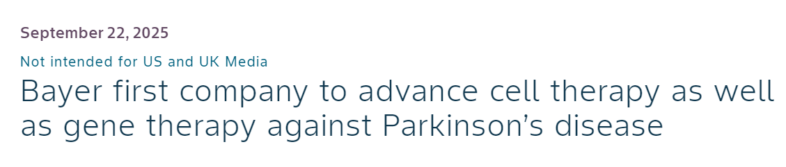 拜耳是首家推進(jìn)帕金森病細(xì)胞療法和基因療法研發(fā)的公司 拜耳是首家推進(jìn)帕金森病細(xì)胞療法和基因療法研發(fā)的公司