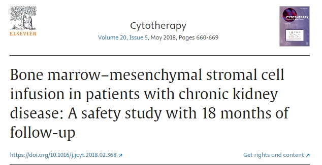 慢性腎病患者骨髓間充質(zhì)基質(zhì)細胞輸注:一項為期18個月的隨訪安全性研究 慢性腎病患者骨髓間充質(zhì)基質(zhì)細胞輸注:一項為期18個月的隨訪安全性研究