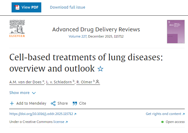 肺部疾病的細胞療法:概述與展望 肺部疾病的細胞療法:概述與展望
