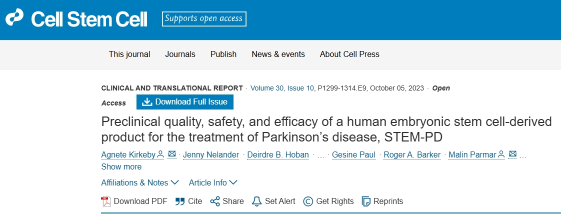 用于治療帕金森病的人類胚胎干細胞衍生產品STEM-PD的臨床前質量、安全性和有效性 用于治療帕金森病的人類胚胎干細胞衍生產品STEM-PD的臨床前質量、安全性和有效性