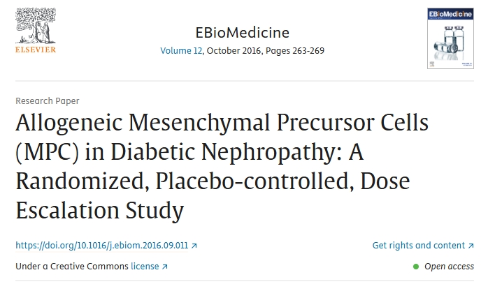 同種異體間充質(zhì)前體細(xì)胞(MPC)在糖尿病腎病中的作用:一項隨機、安慰劑對照、劑量遞增研究 同種異體間充質(zhì)前體細(xì)胞(MPC)在糖尿病腎病中的作用:一項隨機、安慰劑對照、劑量遞增研究