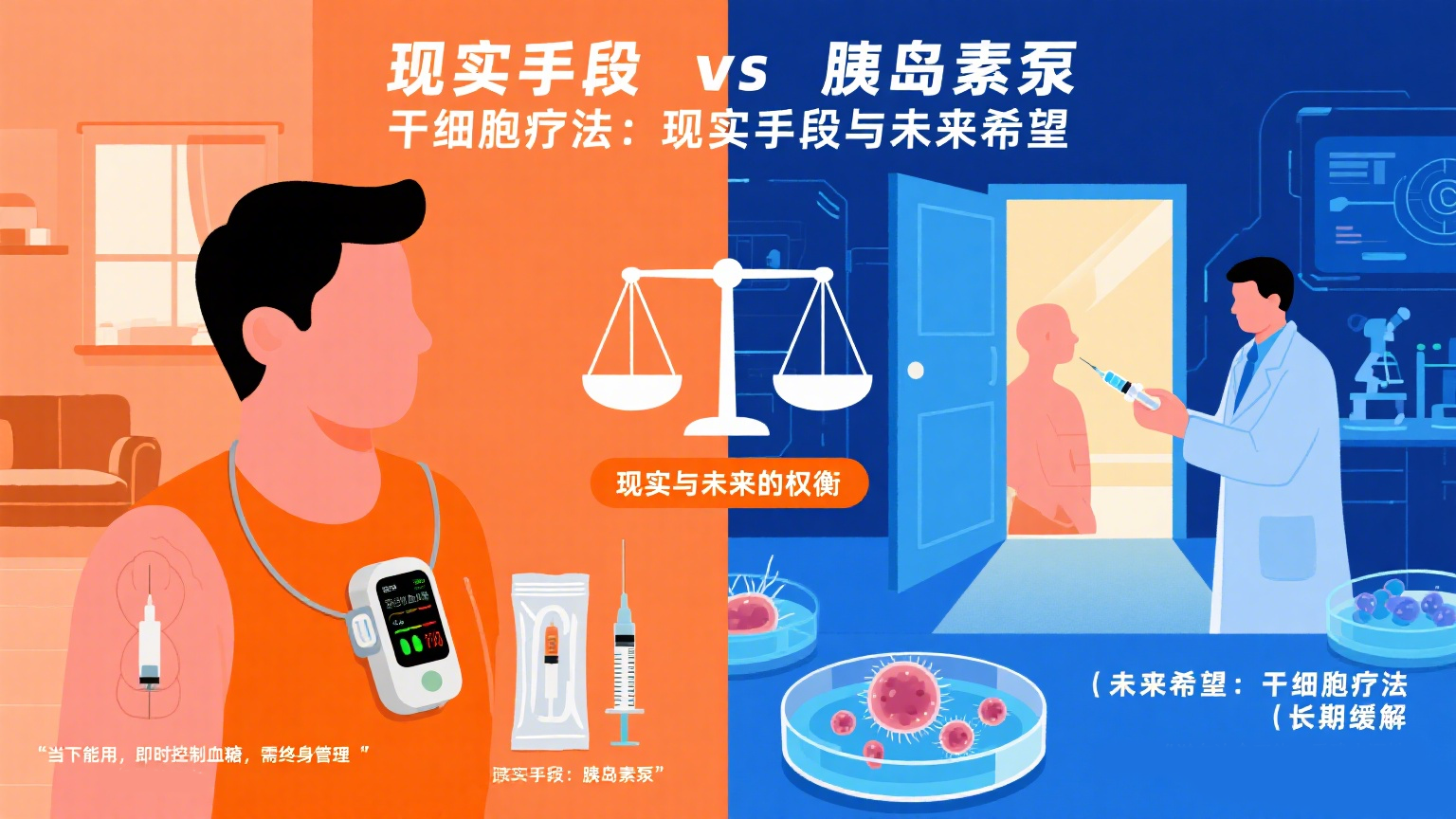 胰島素泵代表的是“當下能用的現實手段”,而干細胞療法則寄托著“未來可能實現的希望” 胰島素泵代表的是“當下能用的現實手段”,而干細胞療法則寄托著“未來可能實現的希望”