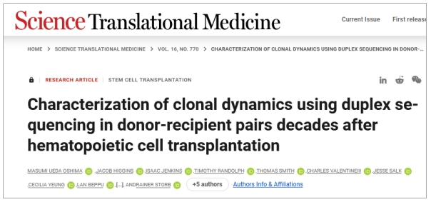 使用雙重測序在造血干細(xì)胞移植后幾十年對供體-受體配對的克隆動態(tài)進行表征 使用雙重測序在造血干細(xì)胞移植后幾十年對供體-受體配對的克隆動態(tài)進行表征