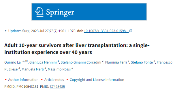 肝移植術(shù)后10年成年存活者:一家機(jī)構(gòu)40余年的經(jīng)驗(yàn) 肝移植術(shù)后10年成年存活者:一家機(jī)構(gòu)40余年的經(jīng)驗(yàn)