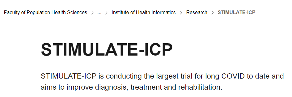 STIMULATE-ICP 正在進行迄今為止規模最大的新冠后遺癥試驗,旨在改善診斷、治療和康復 STIMULATE-ICP 正在進行迄今為止規模最大的新冠后遺癥試驗,旨在改善診斷、治療和康復